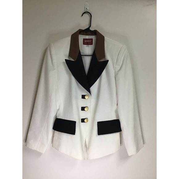 Sassco‎ White Blazer Women's Size 8 - Picture 1 of 12